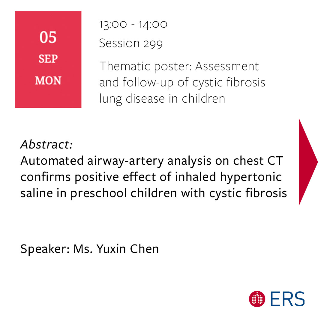 Thirona ERS abstract: Automated airway-artery analysis on chest CT confirms positive effect of inhaled hypertonic saline in preschool children with cystic fibrosis