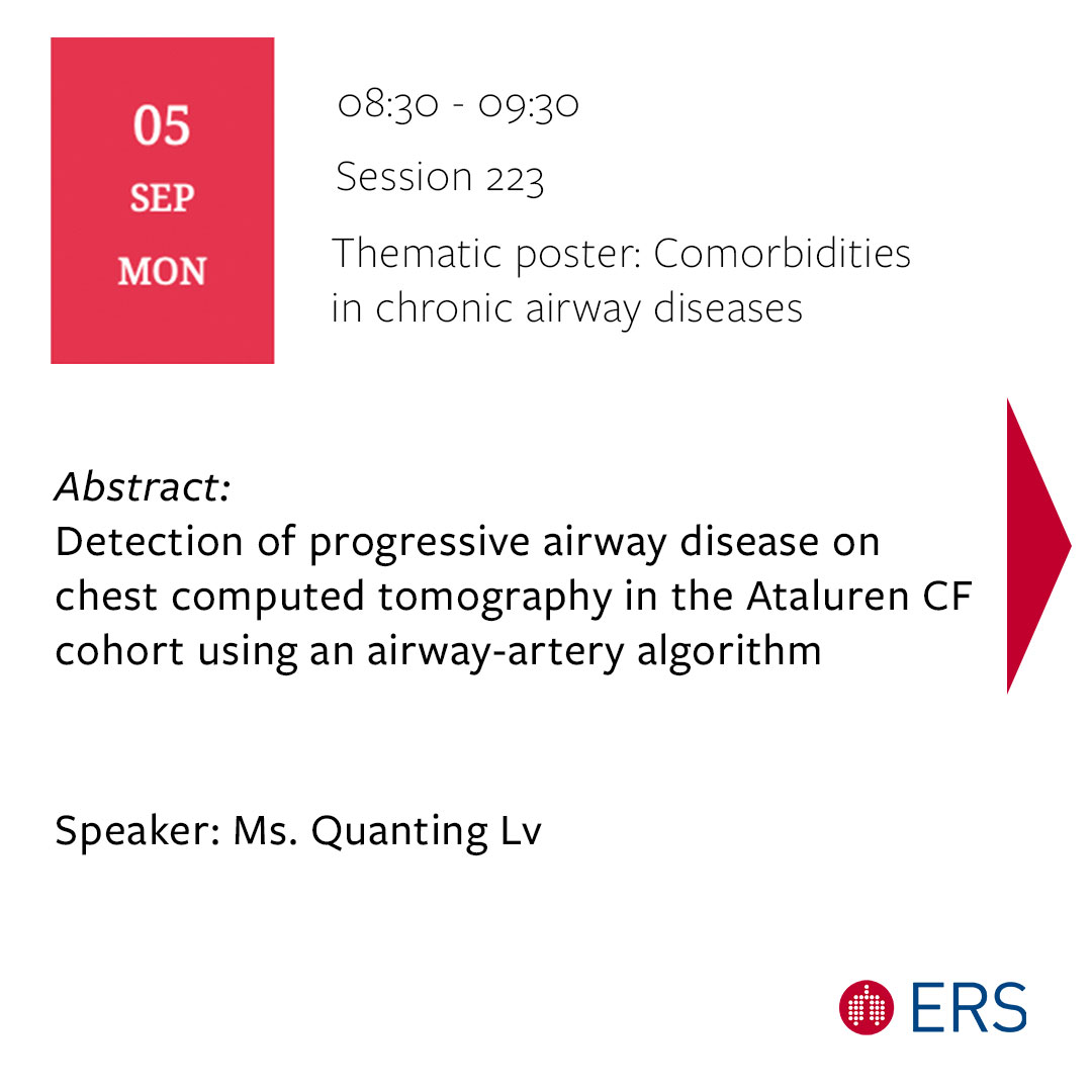 Thirona ERS abstract: Detection of progressive airway disease on chest computed tomography in the Ataluren CF cohort using an airway-artery algorithm